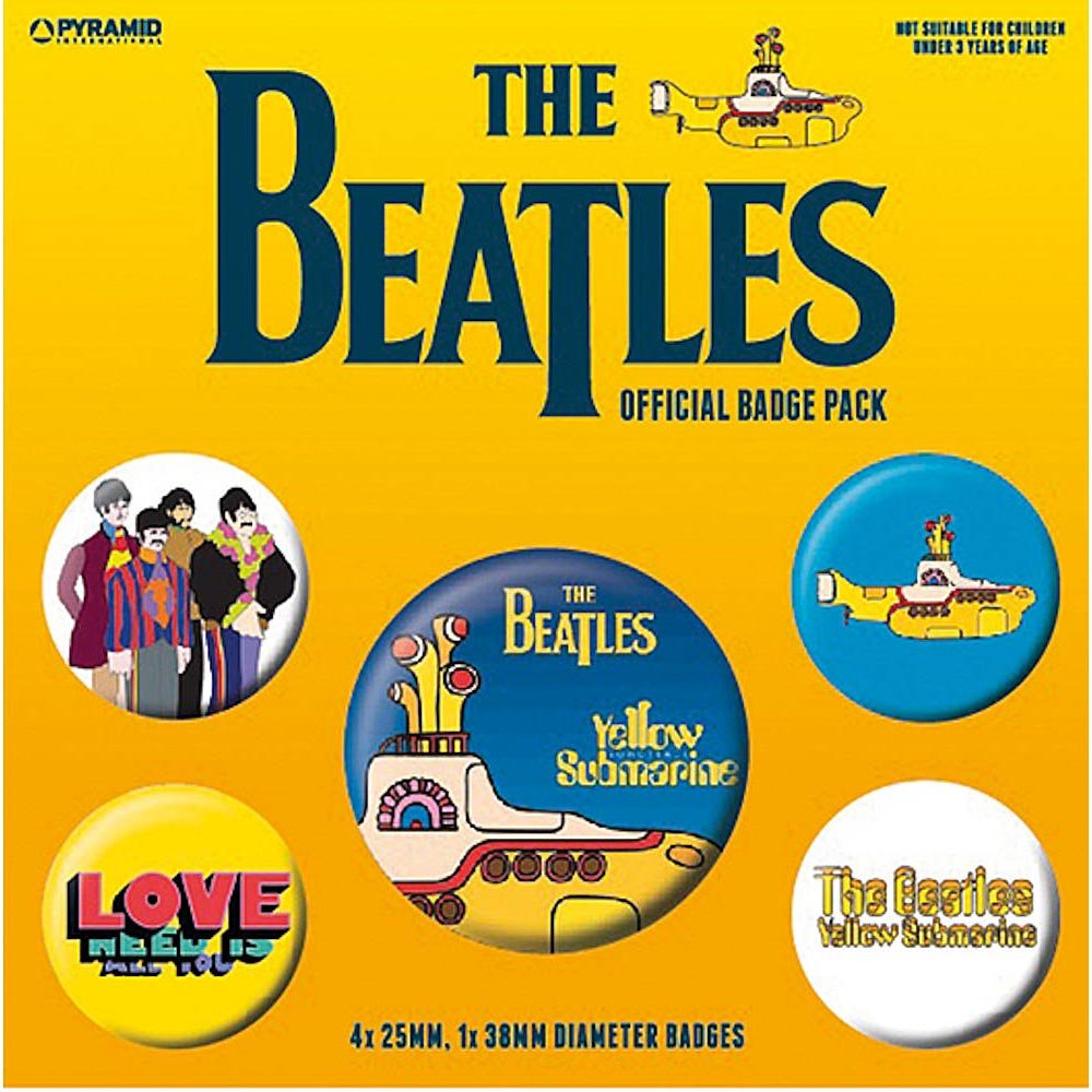 THE BEATLES ビートルズ (結成 65周年 ) - YELLOW SUBMARINE 5個セット / バッジ - PGS
